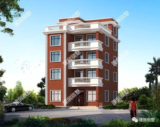 平屋頂多陽臺的五層自建房設計圖，這種房比較樸實簡單，自住出租都不錯