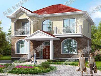 二層簡歐風格別墅設計圖，25萬12×12米4廳6臥帶臥室套房別墅施工效果圖