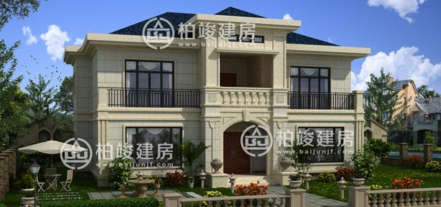 16.9X15.5m農(nóng)村二層簡歐別墅圖，磚混結(jié)構(gòu)，造價每戶二十五萬