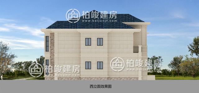 16.9X15.5m農(nóng)村二層簡歐別墅圖，磚混結(jié)構(gòu)，造價每戶二十五萬