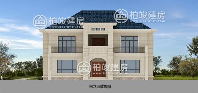 16.9X15.5m農(nóng)村二層簡歐別墅圖，磚混結(jié)構(gòu)，造價每戶二十五萬