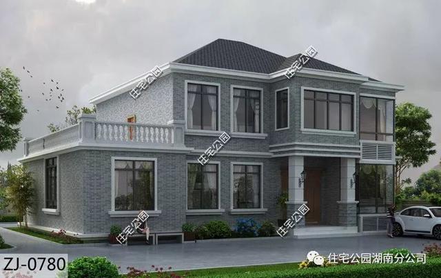 二層農(nóng)村別墅設(shè)計(jì)圖，11×16米帶飄窗露臺，美得不像話