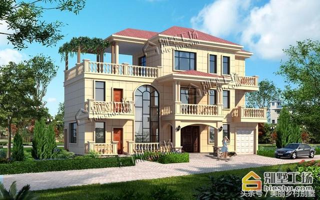 農(nóng)村三層別墅設(shè)計(jì)圖，宅基地大開間，28萬帶車庫(kù)造價(jià)低