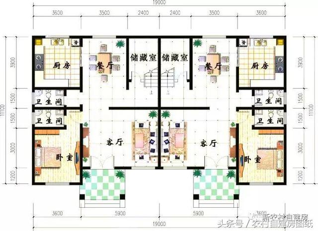 4款雙拼農(nóng)村建房別墅設(shè)計圖，戶型選的好，兄弟和睦父母也高興