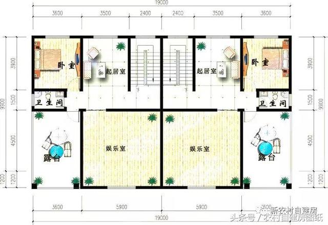 4款雙拼農(nóng)村建房別墅設(shè)計圖，戶型選的好，兄弟和睦父母也高興