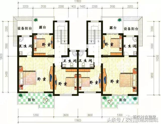 4款雙拼農(nóng)村建房別墅設(shè)計圖，戶型選的好，兄弟和睦父母也高興