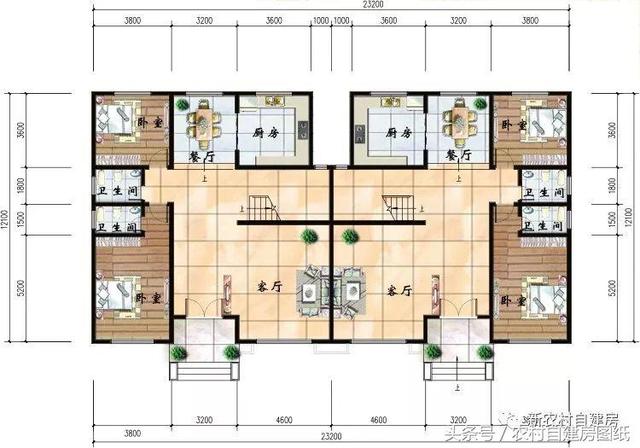 4款雙拼農(nóng)村建房別墅設(shè)計圖，戶型選的好，兄弟和睦父母也高興