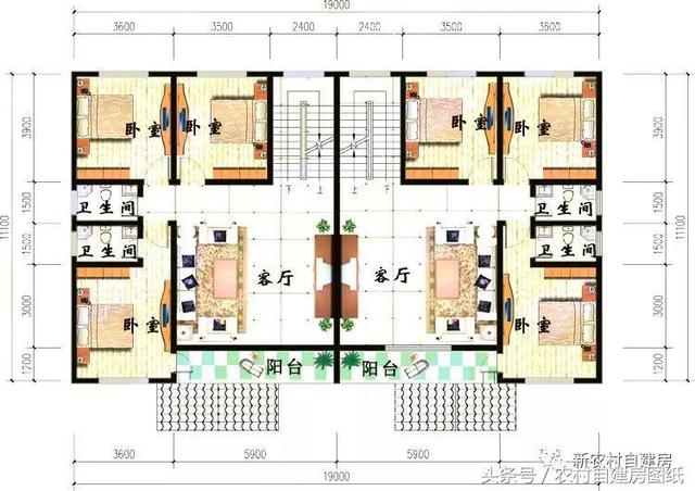 4款雙拼農(nóng)村建房別墅設(shè)計圖，戶型選的好，兄弟和睦父母也高興