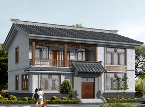 二層中式獨(dú)棟別墅設(shè)計(jì)施工效果圖，25萬(wàn)13×10米3廳5臥帶臥室套間