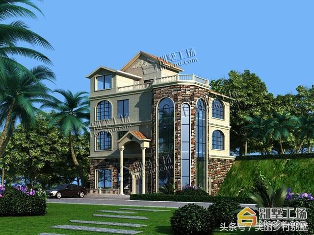 農(nóng)村四層別墅設(shè)計(jì)圖，框架結(jié)構(gòu)帶旋轉(zhuǎn)樓梯，造價(jià)60萬(wàn)左右