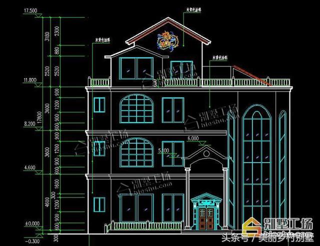 農(nóng)村四層別墅設(shè)計(jì)圖，框架結(jié)構(gòu)帶旋轉(zhuǎn)樓梯，造價(jià)60萬(wàn)左右