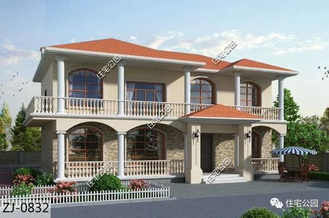 二層洋氣農(nóng)村別墅設(shè)計圖，6室2廳，整體別致細(xì)膩