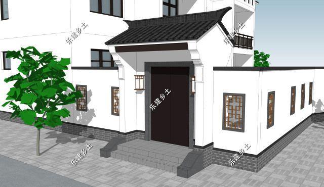 三層21X14米新中式雙拼別墅設(shè)計圖，設(shè)計完成度高，整體性強