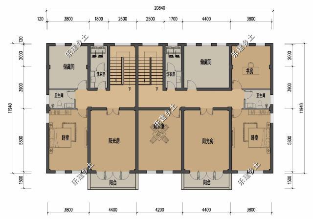 三層21X14米新中式雙拼別墅設(shè)計圖，設(shè)計完成度高，整體性強