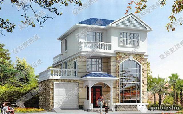 12×14米2廳5臥三層帶挑空客廳+超大落地窗別墅設(shè)計圖，整體色彩雅觀精致