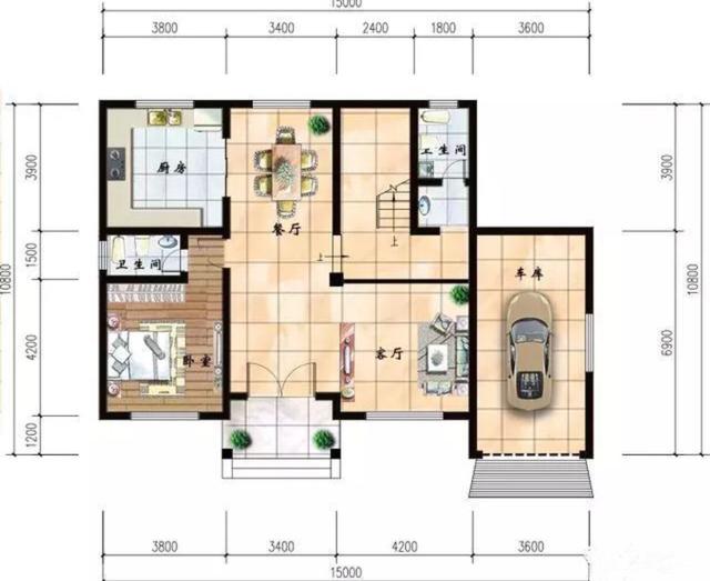 三層自建房設(shè)計施工圖，帶車庫，大露臺，造型簡單，拿圖就可以建了