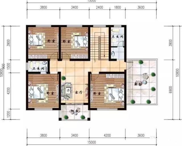 三層自建房設(shè)計施工圖，帶車庫，大露臺，造型簡單，拿圖就可以建了