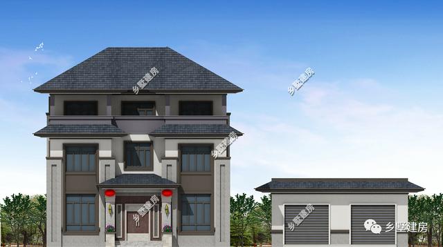 中式三層別墅設計圖還設有茶室，能建起這樣的別墅也著實挺拉風