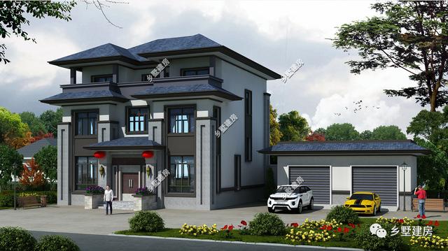 中式三層別墅設計圖還設有茶室，能建起這樣的別墅也著實挺拉風