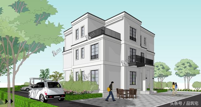 三層現(xiàn)代風(fēng)格別墅設(shè)計(jì)圖，純白陶板立面，簡潔利落，既美觀又實(shí)用！