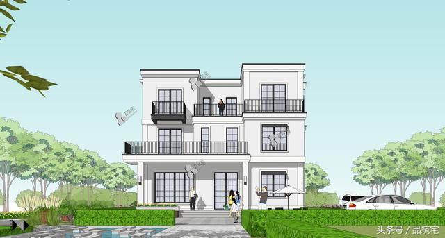 三層現(xiàn)代風(fēng)格別墅設(shè)計(jì)圖，純白陶板立面，簡潔利落，既美觀又實(shí)用！