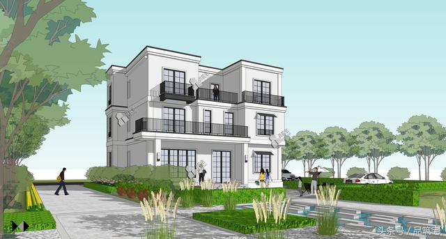 三層現(xiàn)代風(fēng)格別墅設(shè)計(jì)圖，純白陶板立面，簡潔利落，既美觀又實(shí)用！