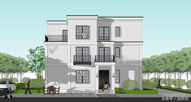 三層現(xiàn)代風(fēng)格別墅設(shè)計(jì)圖，純白陶板立面，簡潔利落，既美觀又實(shí)用！