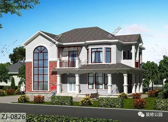 精致二層別墅+挑空客廳設(shè)計(jì)圖，這樣的農(nóng)村別墅，不蓋一棟實(shí)在太可惜了