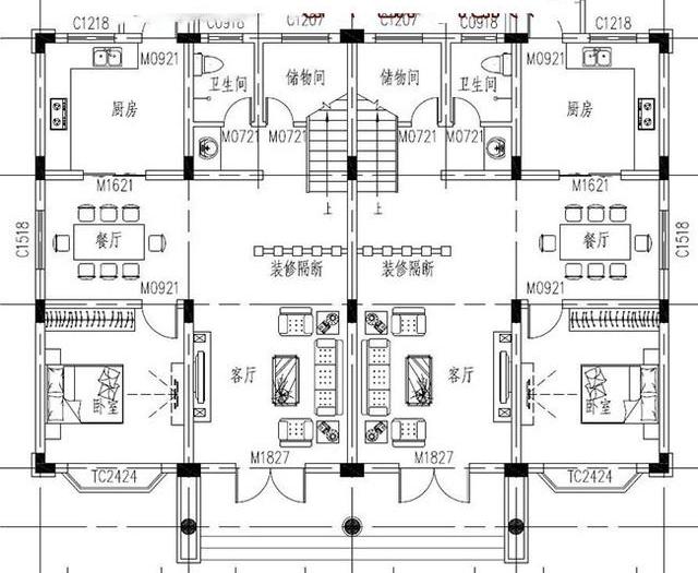 16×11米二層雙拼別墅設(shè)計(jì)圖，經(jīng)濟(jì)實(shí)用，適合兩兄弟的雙拼戶型