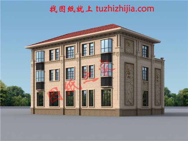 豪華大氣三層農(nóng)村房屋設(shè)計(jì)圖，對(duì)稱(chēng)的主體設(shè)計(jì)大氣恢宏
