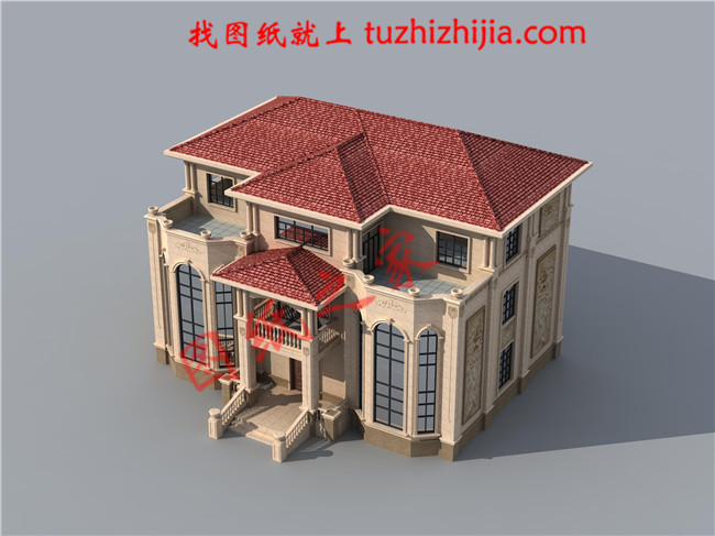 豪華大氣三層農(nóng)村房屋設(shè)計(jì)圖，對(duì)稱(chēng)的主體設(shè)計(jì)大氣恢宏