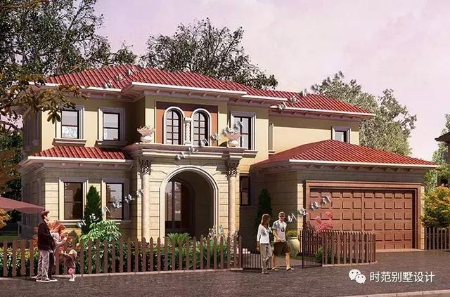 帶車庫和地下室的兩層復(fù)式歐式別墅設(shè)計圖，大氣美觀