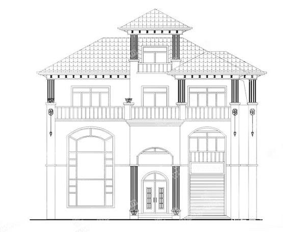 三層農(nóng)村別墅戶型設(shè)計圖，帶涼亭+車庫+挑空客廳，很有特色的一款設(shè)計