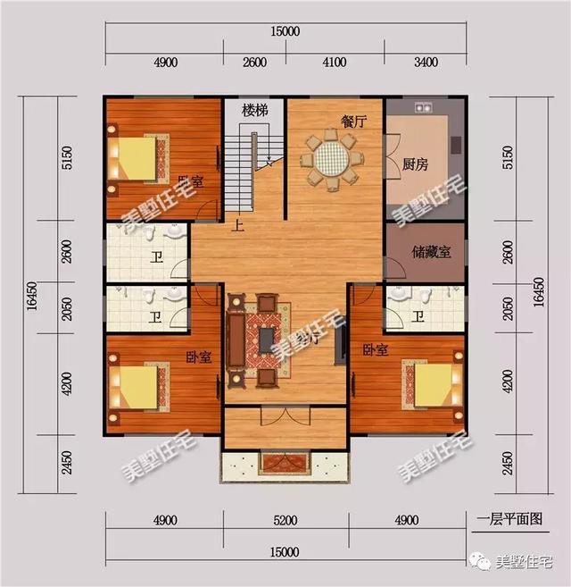 15X16米二層農(nóng)村別墅設計圖，7臥室，布局實用，性價比超高