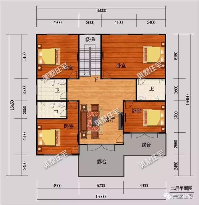 15X16米二層農(nóng)村別墅設計圖，7臥室，布局實用，性價比超高