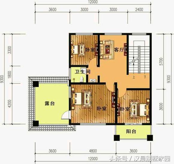 自建三層別墅，附平面設(shè)計圖，造價30萬左右，12X9.3米有露臺和院子