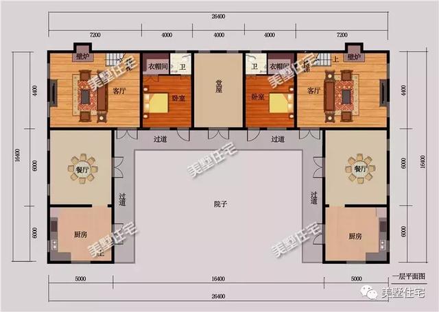 3款帶堂屋的新中式別墅設計圖戶型，適合農村生活的設計，實用性超強