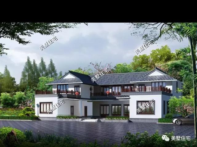 3款帶堂屋的新中式別墅設計圖戶型，適合農村生活的設計，實用性超強