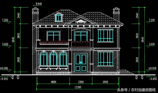 12X11米二層農(nóng)村別墅設(shè)計(jì)圖，5室4衛(wèi)帶堂屋和柴火灶，造價(jià)不高，很劃算