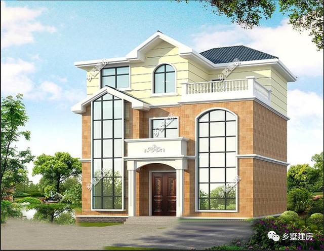 兩層歐式羅馬柱自建別墅設(shè)計圖，外觀大氣，建成絕對讓你有面子