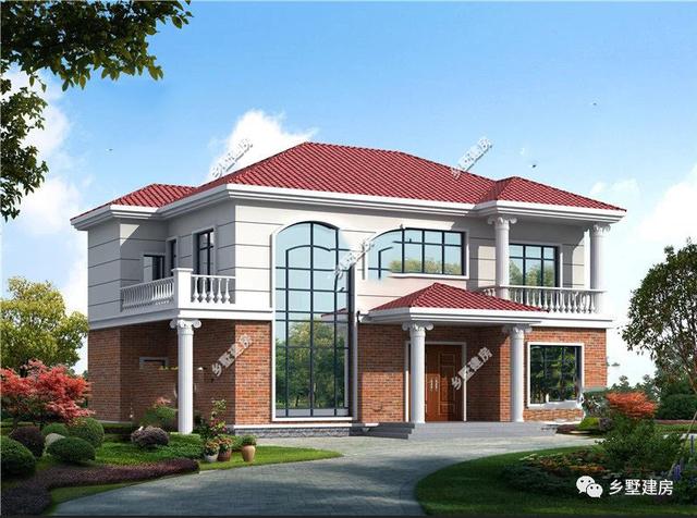 兩層歐式羅馬柱自建別墅設(shè)計圖，外觀大氣，建成絕對讓你有面子