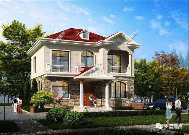 兩層歐式羅馬柱自建別墅設(shè)計圖，外觀大氣，建成絕對讓你有面子