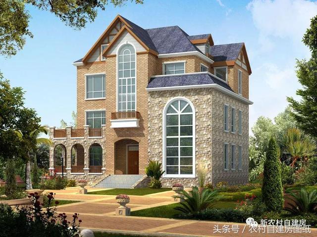 三款帶走廊和側(cè)門的歐式建筑別墅設(shè)計(jì)圖，不僅高端風(fēng)景也是極好