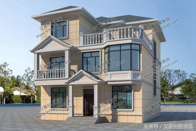 2棟騎樓式簡歐別墅設(shè)計圖，美觀又實用，第2款開間7.3米