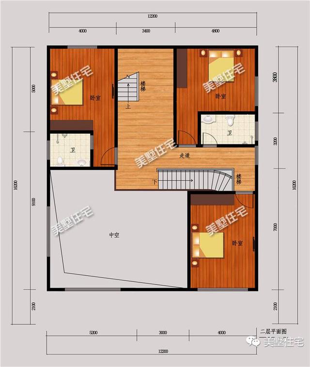 12X16米三層別墅設(shè)計(jì)圖，6室2廳，有院子才叫真氣派