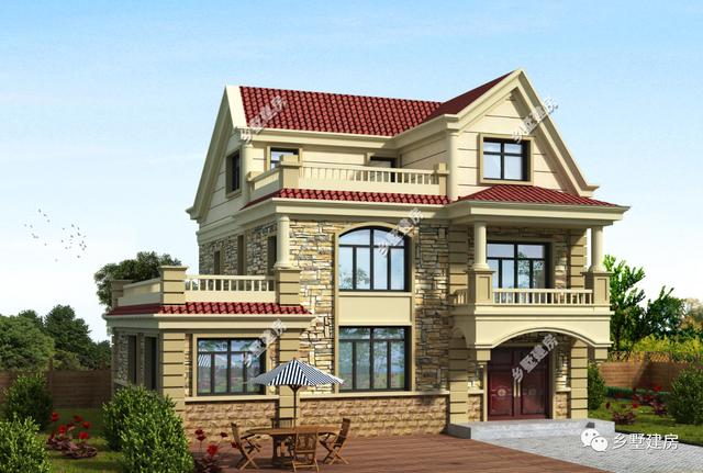 11X10米三層農(nóng)村小別墅，旋轉(zhuǎn)樓梯+雙露臺，布局滿分不怕驕傲！