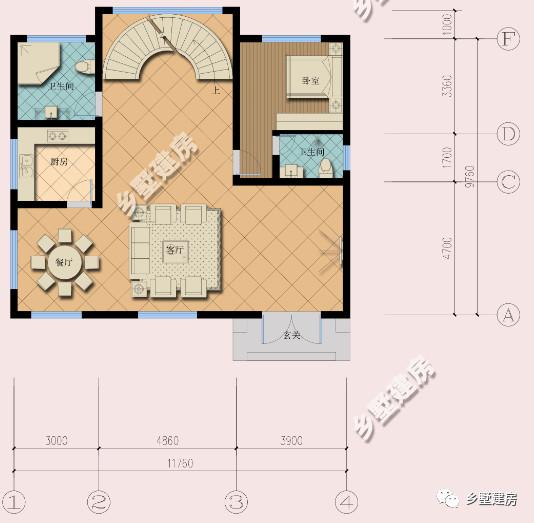 11X10米三層農(nóng)村小別墅，旋轉(zhuǎn)樓梯+雙露臺，布局滿分不怕驕傲！