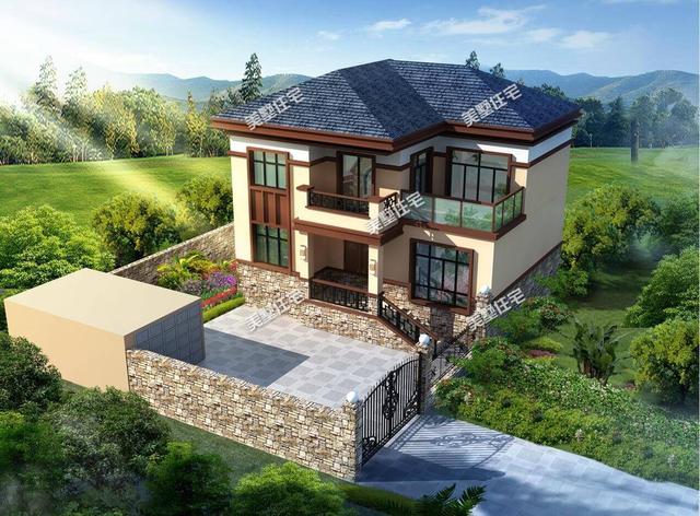 12.54X9.9米二層別墅設(shè)計(jì)圖，建成不輸村里大房子，關(guān)鍵是還帶院子！