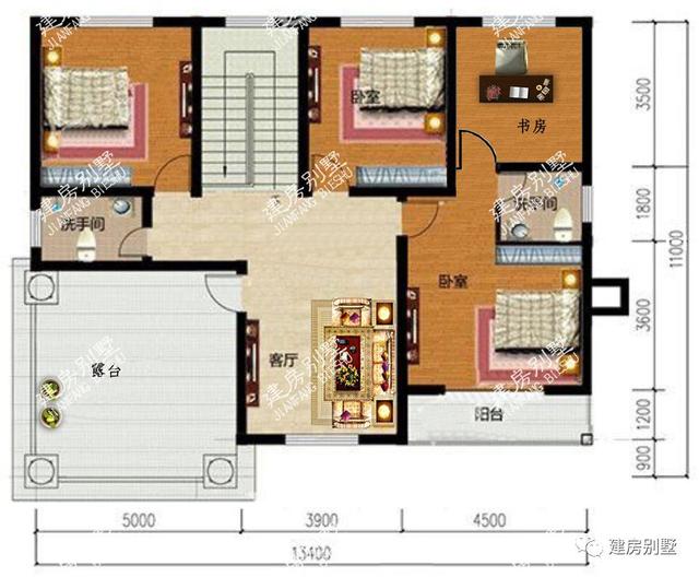 三套別墅外墻裝飾用文化石的戶型，每一棟都漂亮至極，