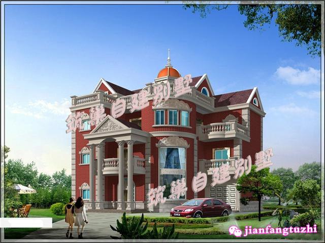 16x14米三層半歐式別墅樓中樓農(nóng)村自建房，造價55萬，高端豪華大氣